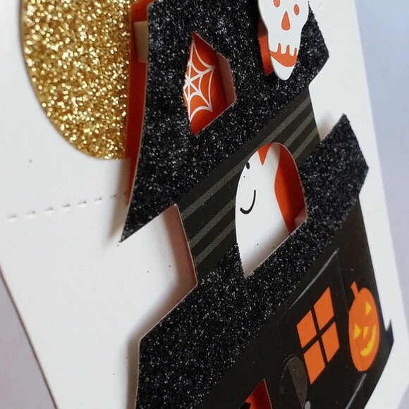 Brand NEW 12pcs Halloween Glitter Haunted House Peel & Stick Gift Trim Stickers - Picture 3 of 4